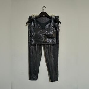DSG Black Metallic Sports Bra And Legging Set